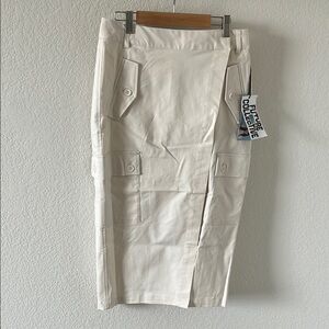 Beige Cargo wrap Midi Skirt